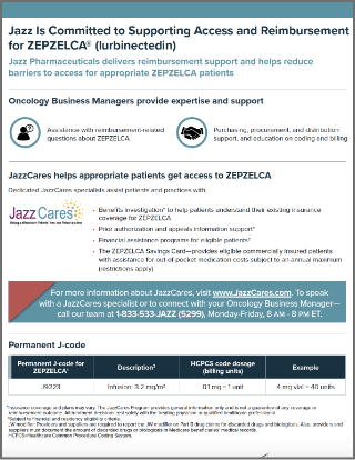 ZEPZELCA Access and Reimbursement Flashcard cover.