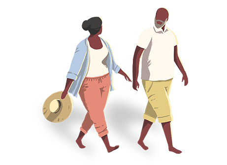 Illustration of a couple walking.