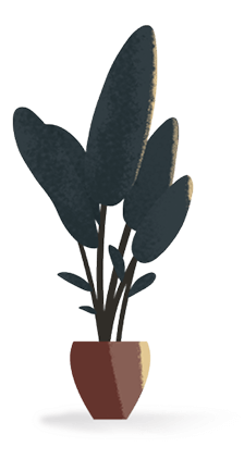 Illustration of a potted tropical plant.