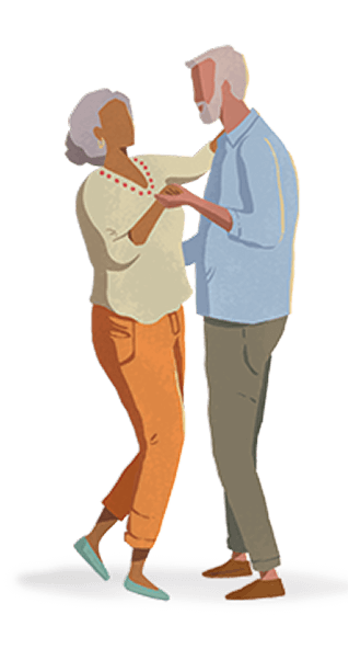 Illustration of a couple dancing.