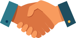 Icon of two men's hands gripped in a handshake.